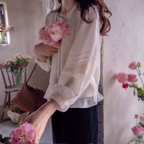 Rodelli Anne Ribbon Love Pintuck蕾丝女旗袍[尺码:F(55~66)]