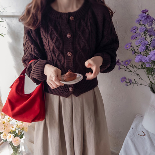 [LABEL] Robbins 秋季麻花形可爱纽扣优雅开口 [尺码: F(55~66)]