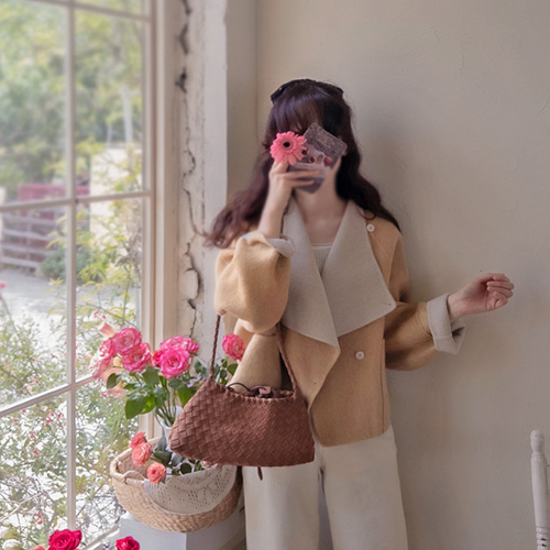 Shumild色彩组合精致手工呢子大衣【尺寸：F(55~66)】