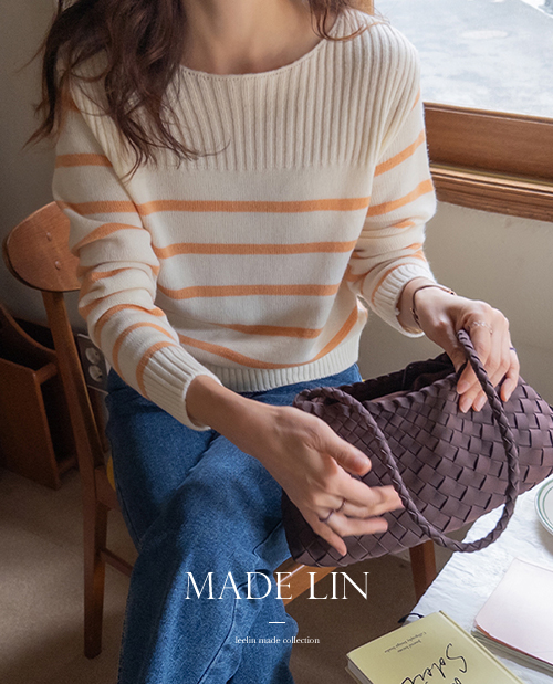 【特价优惠3000韩元】 <FONT color=#5a3954>MADE LIN</font> Kota 美利奴条纹针织衫【尺码:F (55~66)】