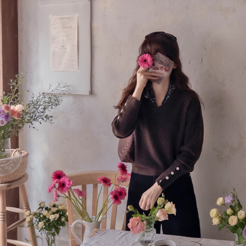 Anclaude 袖扣柔软羊绒绗缝大衣 [尺码: F(55~66)]