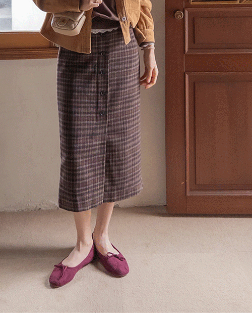 Foily 经典情调格纹前扣羊皮 H 字形后绑带长裙 [尺码: F (55-66)]