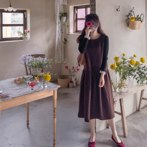 Flaubert Season 圆点Mapsi修身日常长裙 [尺码: F(55~66)]