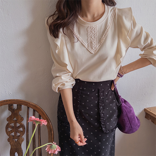 Liant Lovely Ruffle 蕾丝 T 恤衫 [size:F(55~66)]