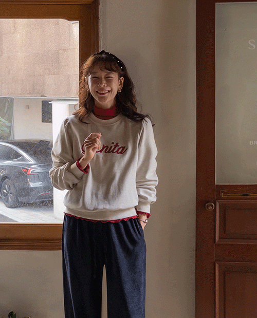 Bonite 肩部抽褶刺绣字母后开衩运动衬衫 [尺码: F(55~66)]