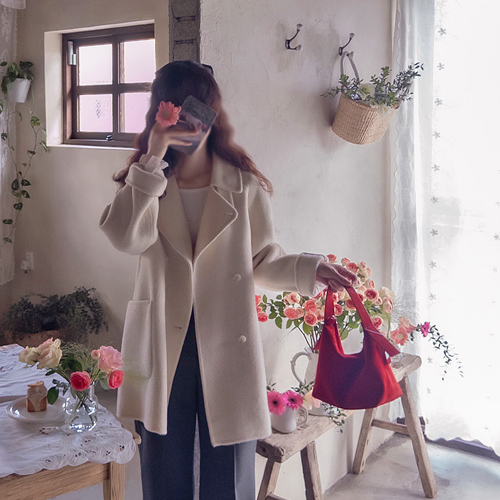 [Season Lux 特价][LABEL] Suplan 羊驼毛手工双层拼色大衣 [尺码: F(55~66)]