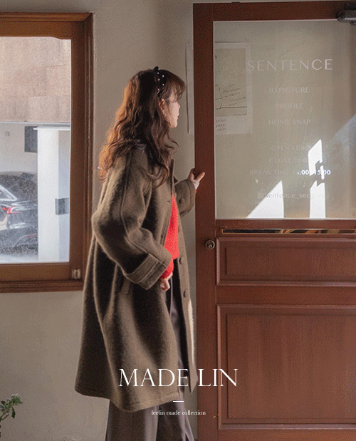 【新品特价,立减30,000韩元】 <FONT color=#5a3954>MADE LIN</font> Indito 奢华羊皮插肩大衣【尺码:F (55-66)】