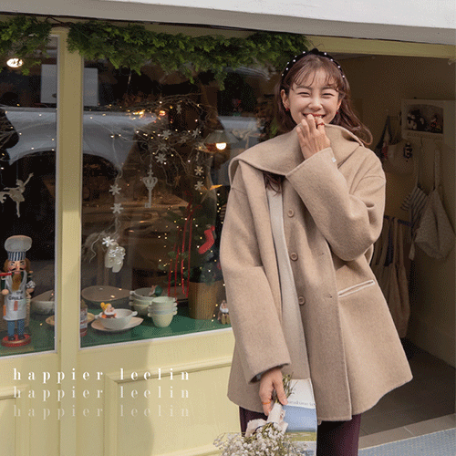 Karine 柔软舒适手工披肩罩呢子大衣【尺码:F(55-66)】