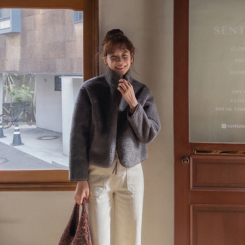 【特价优惠7000韩元】 <FONT color=#5a3954>MADE LIN</font> Dent 柔软蓬松撞色抓绒翻领长袖衬衫【尺码:F (55-66)】【预购商品将于11月14日后按顺序发货】