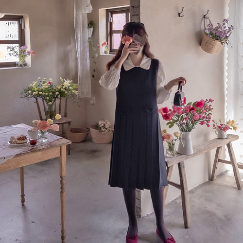 [LABEL] Sugarpele 百褶修身连衣裙 [size: F(55~66)]