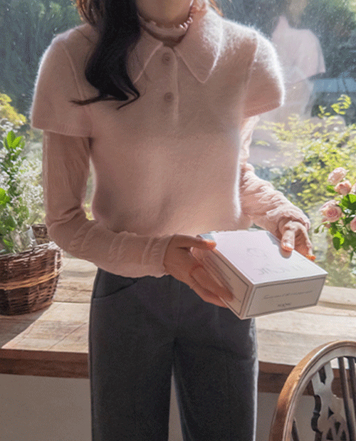 Sorne 蓬松柔软的安哥拉羊毛领绗缝上衣 [尺码：F(55~66)]