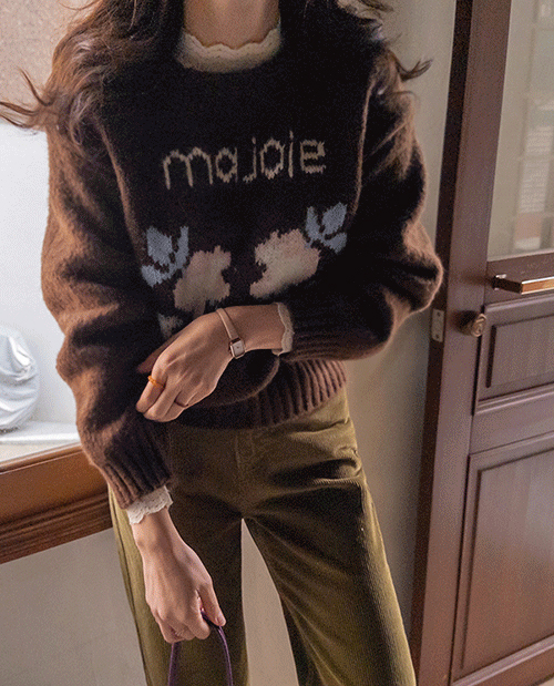 Snowa 厚实舒适花卉刺绣针织衫 [尺码: F(55~66)]