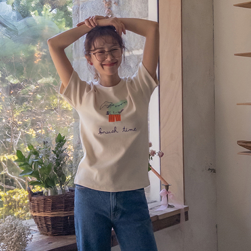 可爱微笑桃绒绒T恤 [尺码：F(55~66)]