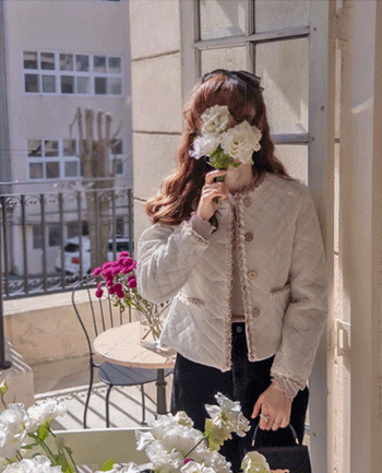 精美天鹅绒衬里绗缝粗花呢撞色保暖奢华外套<FONT color=#d8a4a4>【刮刮乐】</font>