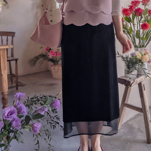 【新品特价，立减6000韩元】 <FONT color=#5a3954>MADE LIN</font> Kael 真丝分缝松腰带半身裙【尺码：F (55~66)】