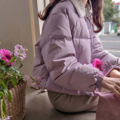 【新品特价,立减10,000韩元】 <FONT color=#5a3954>MADE LIN</font> Kaylee 保暖鸭绒可爱缎带羽绒服【尺码:F (55~66)】【预购商品预计11月21日后发货】