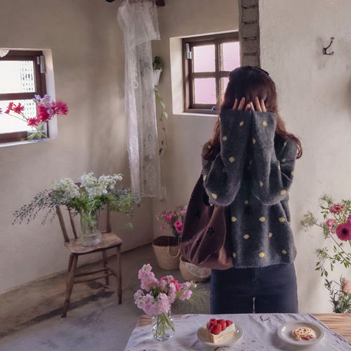 Enlike 爱心圆点保暖舒适羊皮大衣 [尺码：女款(55~66)] [延迟发货，11月26日后按顺序发货]