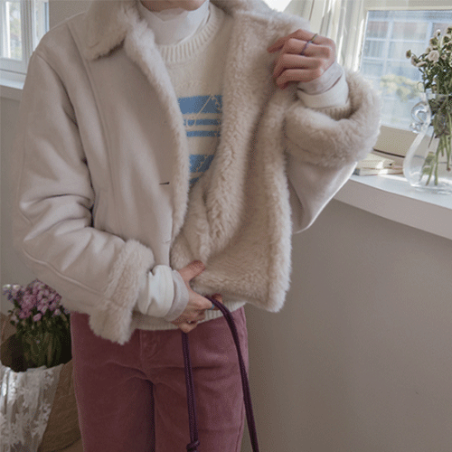 【全衬里毛草】柔软亮泽的奶油色毛草野马图案【尺码：F(55~66)】