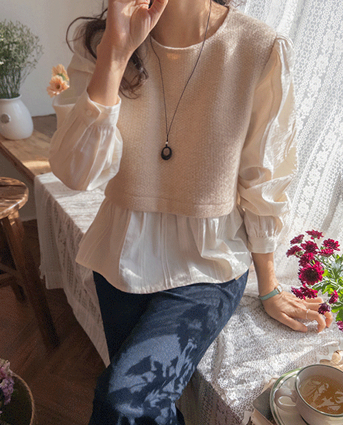 [LABEL][上身套]艾米A线条褶皱粗呢抽褶女装[尺码:F(55~66)]