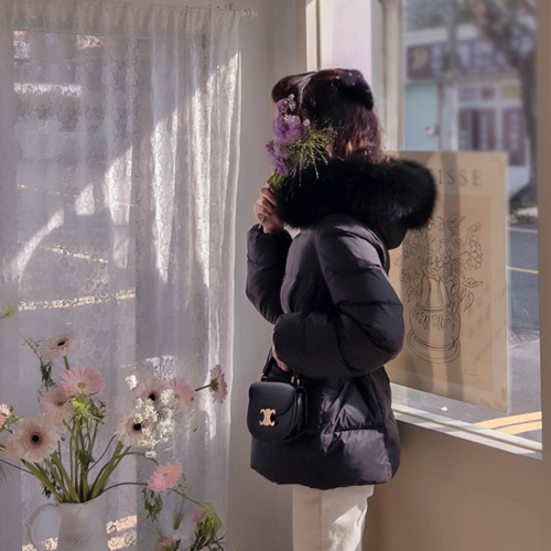 混色真狐狸毛鸭绒保暖系列高品质羽绒服 [尺码：F (55~66)]