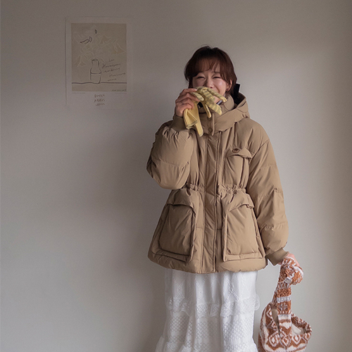 Elino 鸭绒系带高领羽毛系带套装 [尺码：F (55-66)]