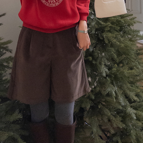 【棕色】【特价优惠3000韩元】 <FONT color=#5a3954>MADE PREMIUM</font> Robage浅色单褶半裤【尺码:S、M、L】