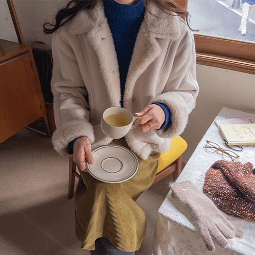 【全衬里毛草】柔软亮泽的奶油色毛草野马图案【尺码:F(55~66)】