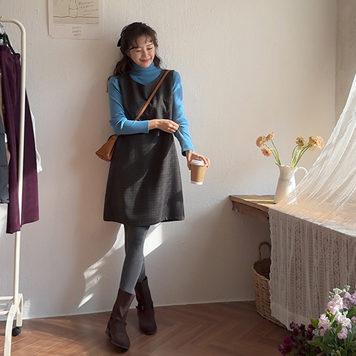 【特价优惠8000韩元】 <FONT color=#5a3954>MADE LIN</font> Daffrin 羊毛格纹半A字裙【尺码：F (55-66)】