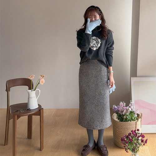 Renain 奢华蕾丝印花羊皮大衣 [尺码：F(55~66)]