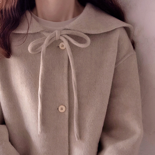 季节性羊毛可爱领子保暖加厚手工呢子大衣【尺码:F(55~66)】