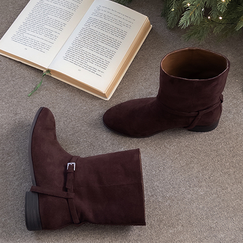 【腰带细节】柔和腰部移植皮革中筒靴