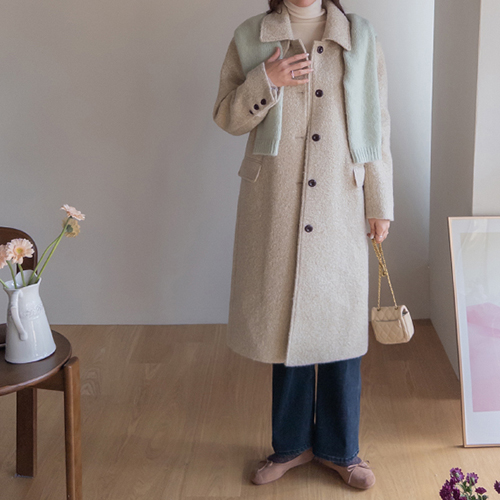 Ennewa 蓬松冬季感性圈圈呢长袖外套 [尺码：F (55-66)]