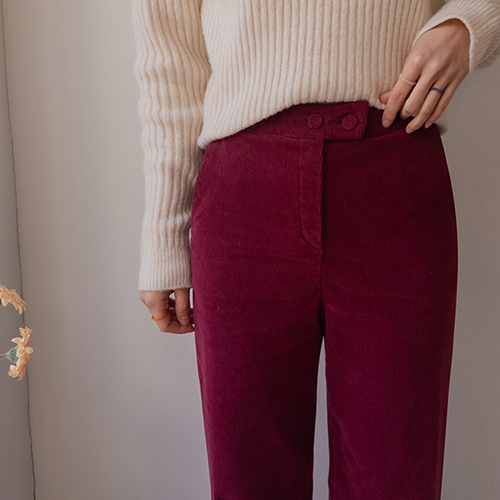 【新品特价，立减6000韩元】 <FONT color=#5a3954>MADE LIN</font> Diella 灯芯绒双向缝纫半阔腿短裤 【尺码：S、M、L】