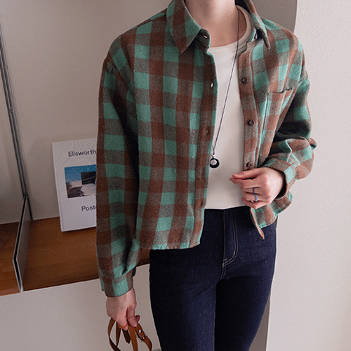 [羊皮衬里] [品牌] Jed Can Love 复古/老式格纹衬衫 [尺码：F (55~66)]