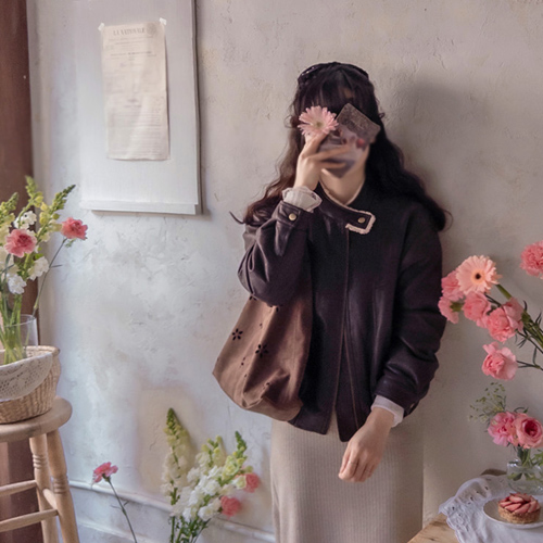 康奈利衬里，温暖柔软的皮革外套 [尺码：F (55~66)]