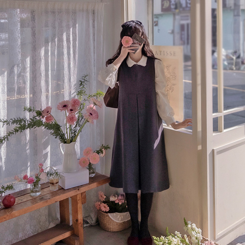 Anne Romance 褶裥优雅修身长裙 [尺码：F(55~66)]