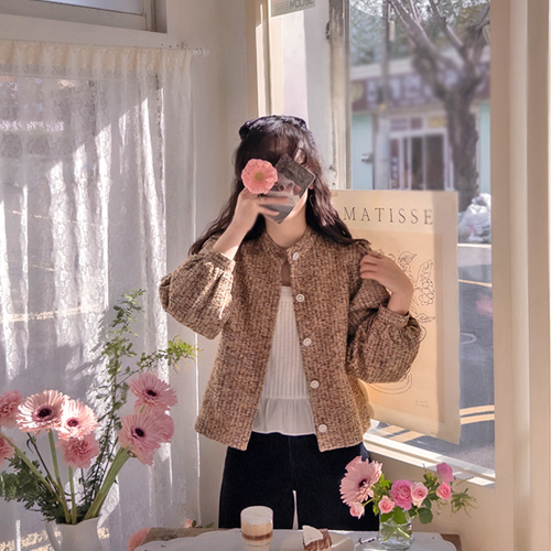 【特价优惠5000韩元】 <FONT color=#5a3954>MADE LIN</font> 【米棕色】克莱森冬季粗粒绒翻领上衣【尺码：F（55~66）】