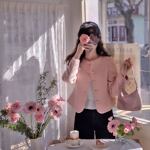 【新品特价,立减9000韩元】 <FONT color=#5a3954>MADE LIN</font>羊毛线粗羊毛外套套装【尺码:S、M】