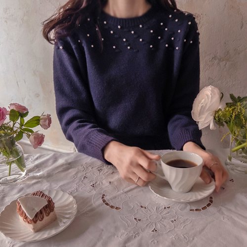 动感珍珠立体图案温暖优雅针织衫[尺码: F(55~66)]