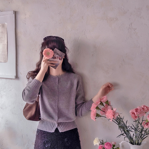 爱心图案保暖兔毛奢华羊毛开襟 [尺码：女款(55~66)]