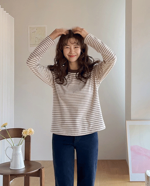 【柔软触感】玛丽柔软抓绒斜纹T恤【尺码：F（55~66）】