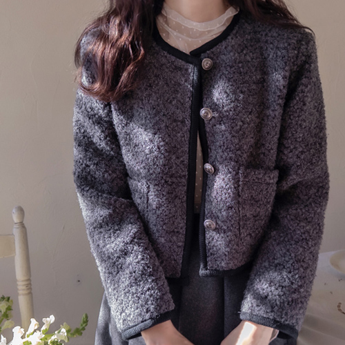 【特价优惠10,000韩元】 <FONT color=#5a3954>MADE LIN</font> Novea羊毛搭扣连帽外套套装【尺码：F (55-66)】