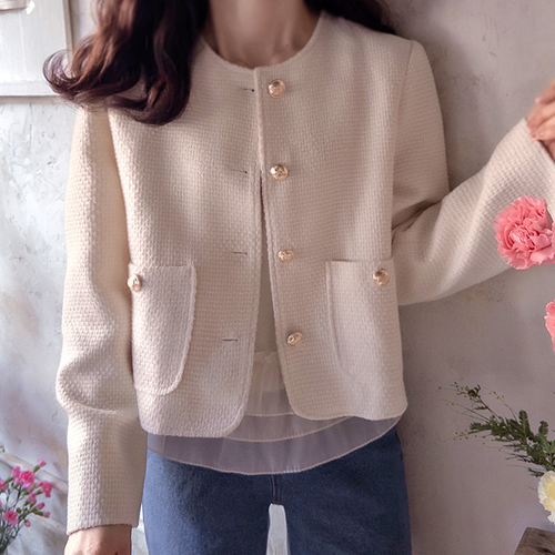 【特价优惠20,000韩元】 <FONT color=#5a3954>MADE LIN</font> JACKERS 金扣鞋袋粗纺夹克【尺码：F (55~66)】