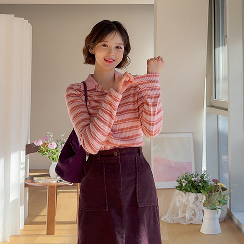 Newzen 清新活泼的软骨绗缝上衣 [尺码：F(55~66)]