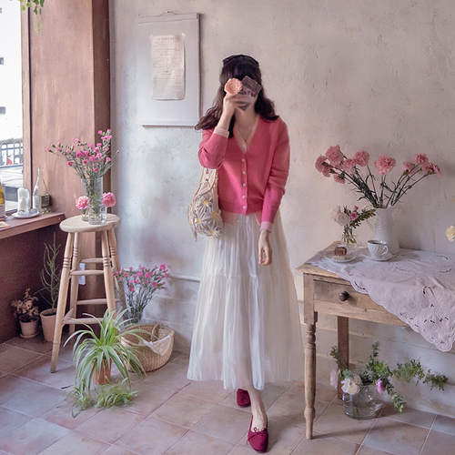 法国层叠柔软蓬松春季开衫 [尺码：F (55~66)]