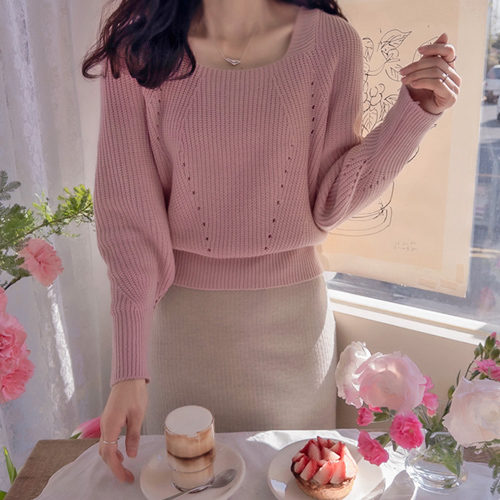 Schroybel 方领平分精致刺绣连衣裙 [尺码：F(55~66)]