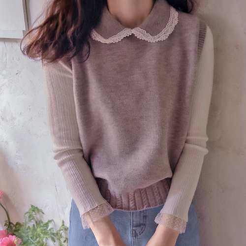 Supreme 蕾丝圆领软tasumi针织衫马甲 [尺码: F(55~77)]