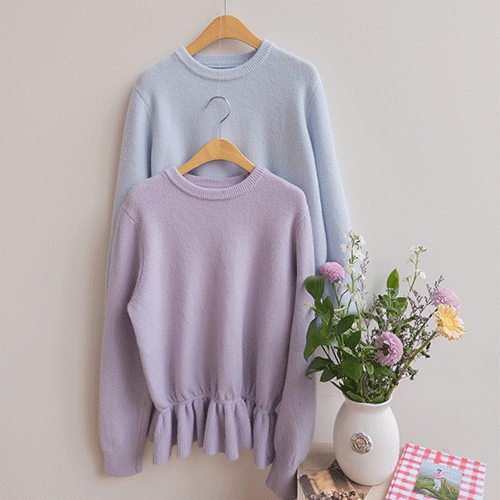 Milkia 蓬松下摆荷叶边圆领绗缝上衣 [尺码：F(55~66)]