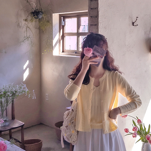 Anclodi 迷你打孔波浪领春季开衫和上衣套装 [尺码：F (55-66)]