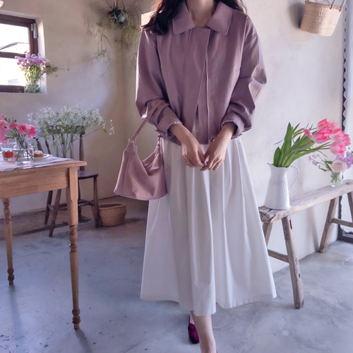 Allison 春夏彩色柔软休闲皮夹克 [尺码：F (55~66)] 